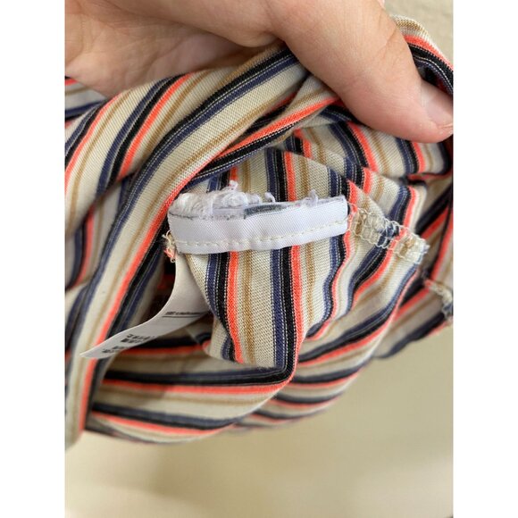 Levis Perfect Crew Womens Striped T-Shirt XS Tan Blue Stripes Short Sleeve - Picture 6 of 6